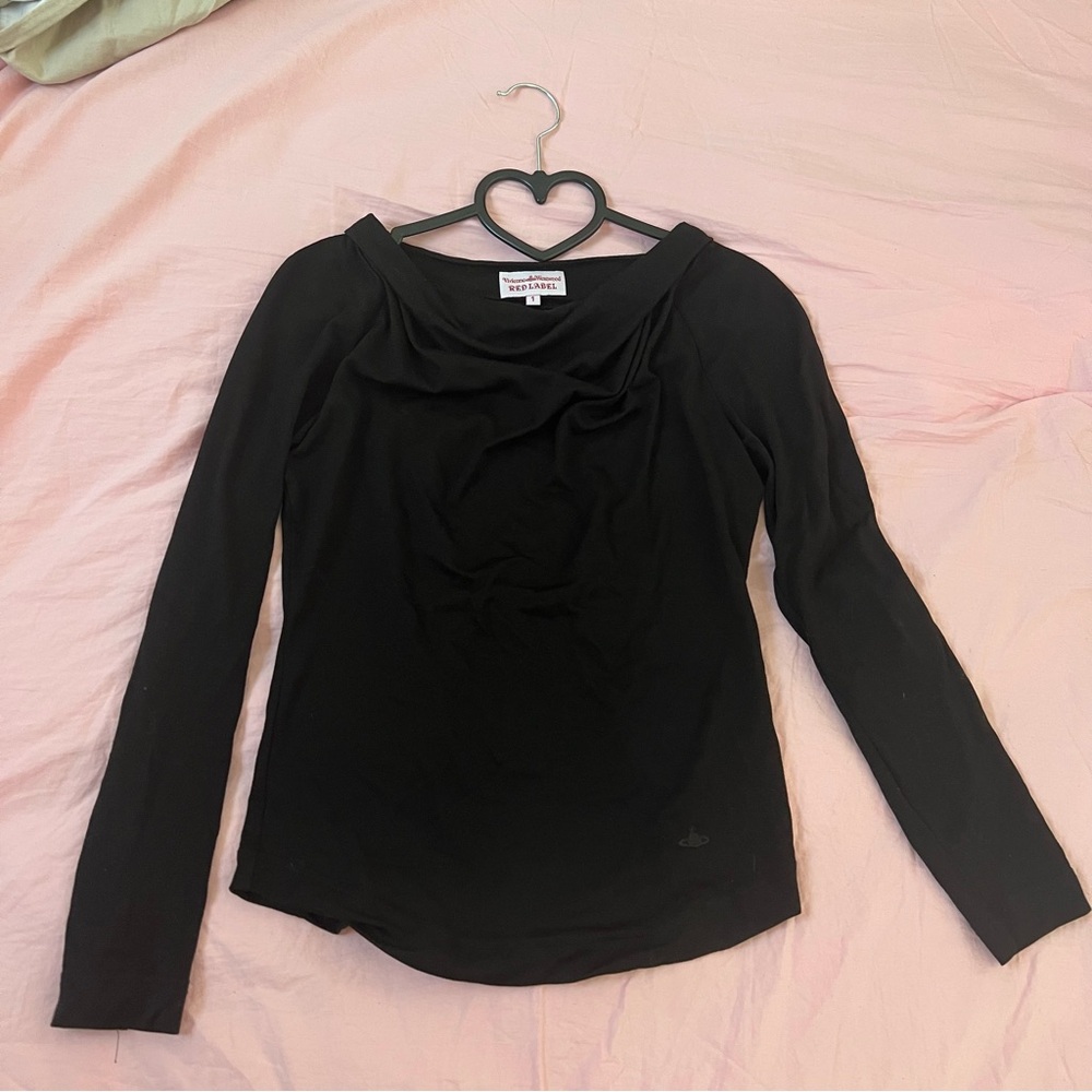 Vivienne Westwood Black Draped Front Long Sleeve Top